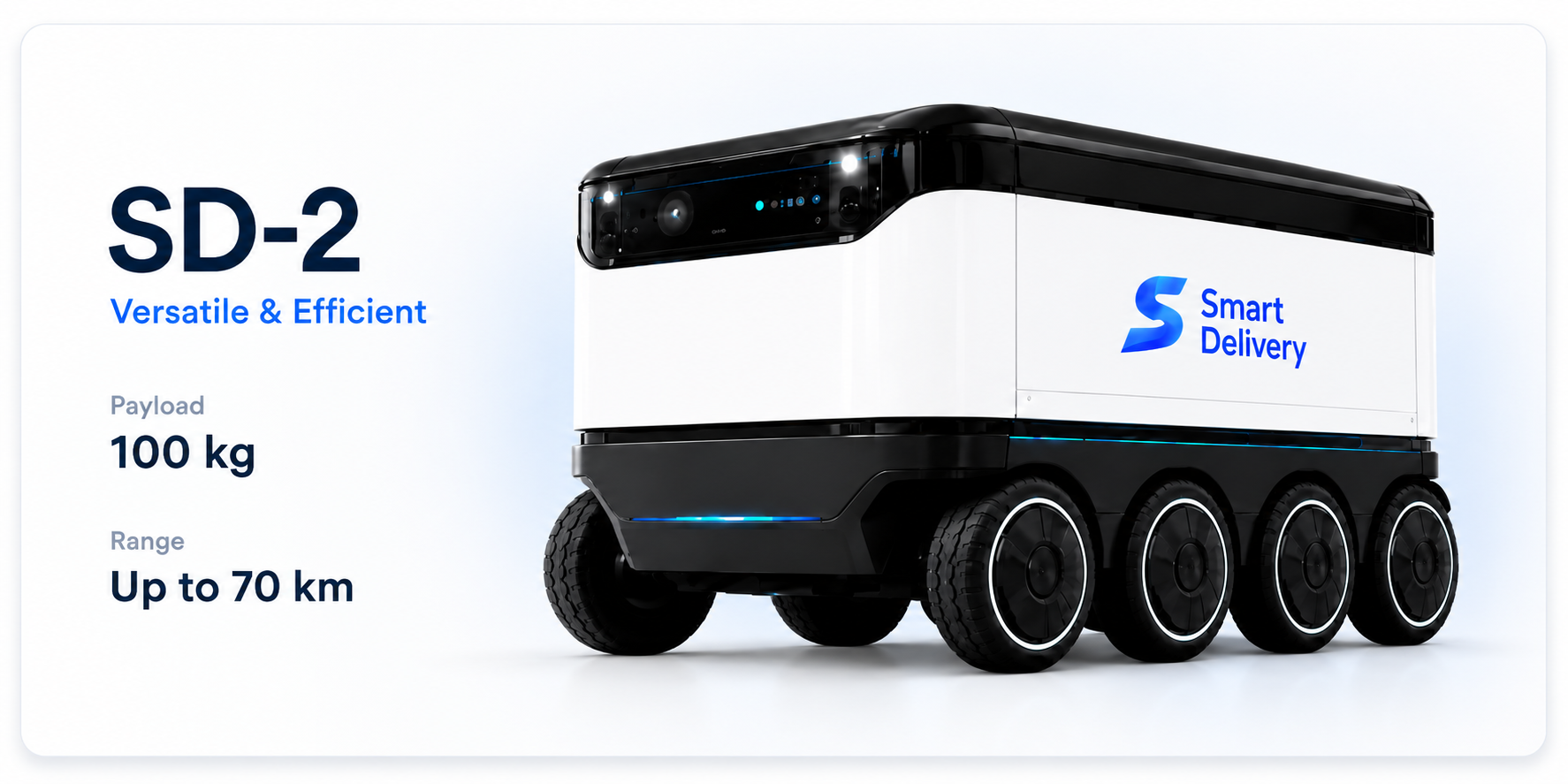 SD-2 versatile autonomous delivery robot, payload 100 kg, range up to 70 km