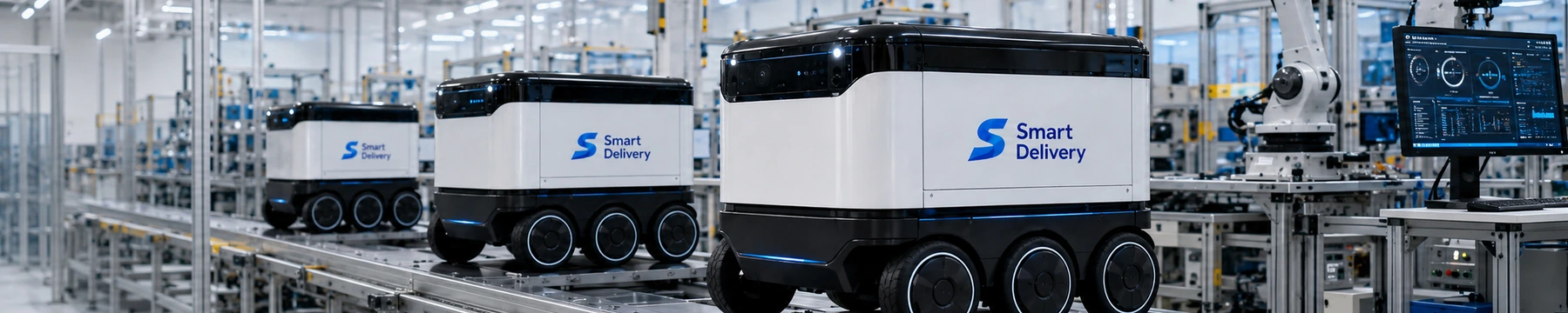 Smart Delivery robot production assembly and quality testing environment